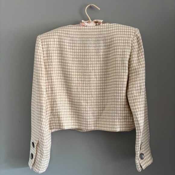 Vintage Givenchy Beige & Sand Gingham Cropped Jacket - Picture 11 of 13